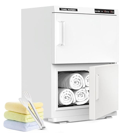 Large 32L Hot Towel Warmer Cabinet for Estheticians, Professional Double Door Towel Heater for Massage, Babers, Facial Spa, Hair Salon, Bathroom