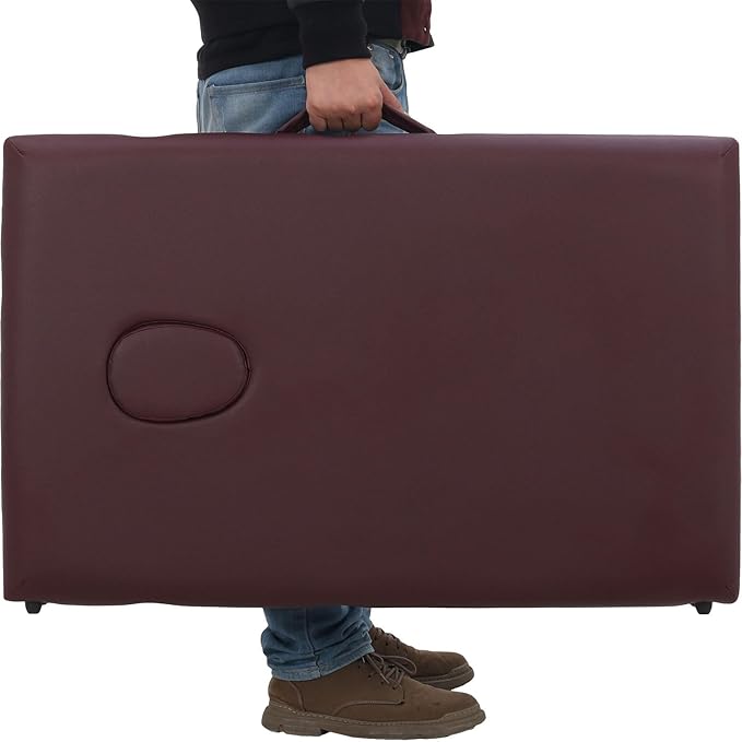 Artechworks Massage Table Massage Bed Portable Lash Bed for Eyelash Extensions Beauty Tattoo Table Adjustable for Spa Salon,Lightweight (Wine Red, 2 Folding No Bag)