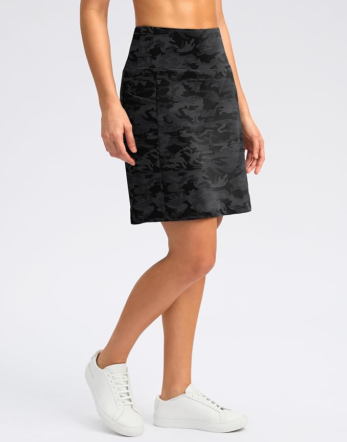Women's 18" Skorts with 4 Side Pockets High Waisted Long Golf Skirt | Soft, Lightweight, Stretch, Breathable, Mesh Built-in Shorts, Athletic, Tennis, Dressy, Casual