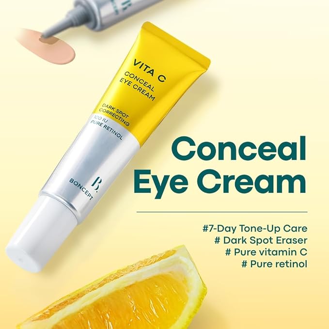 Vita C Conceal Eye Cream - Even Tone & Firming Korean Vitamin C Eye Treatment for Dark Circles, 0.34 fl. oz. 10ml