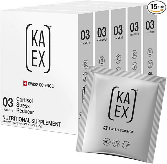 KA EX - Cortisol Stress Reducer for Athletes | Post-Workout Recovery Gamechanger | Clinically Tested and Trusted by Thousands of Pro Athletes | Swiss Science I Vegan (15 Servings (5X 3-Pack))