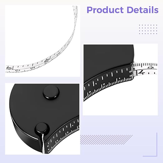 Body Tape Measure, Mini Ret Retractable Tool for Body and Waist, Auto Stand-Out, Dual Scale, Easy Read Window