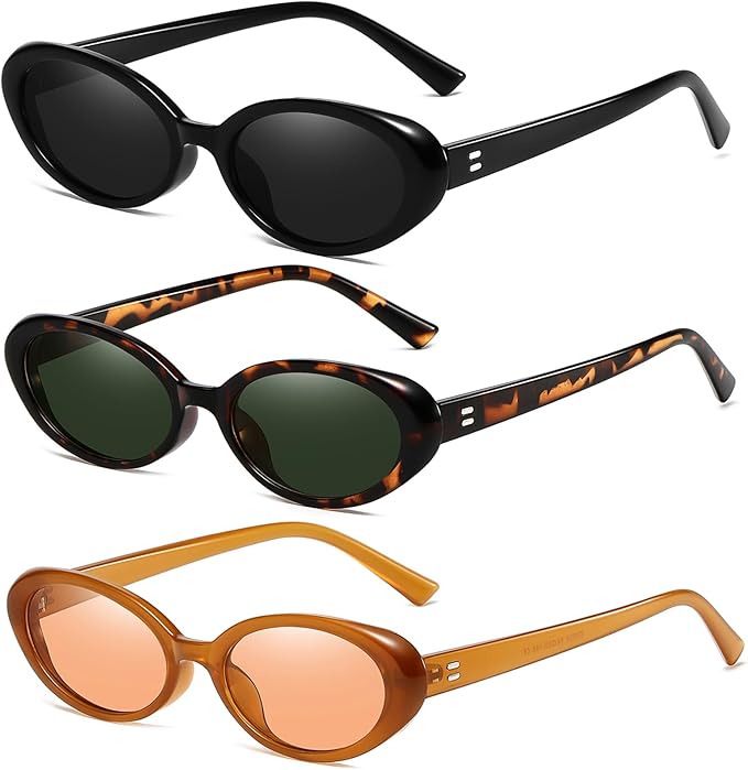 Breaksun Retro Oval Sunglasses for Women Men Fashion Small Oval Sunglasses 90s Vintage Shades