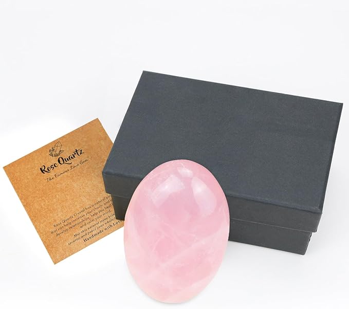 MAIBAOTA 2.4" Large Rose Quartz Crystals Stone Polished Palm Stone Healing Crystals 0.7" Thick Natural Reiki Gemstone Worry Stone Energy Balancing Anxiety Stress Relief Meditation 1 Pc