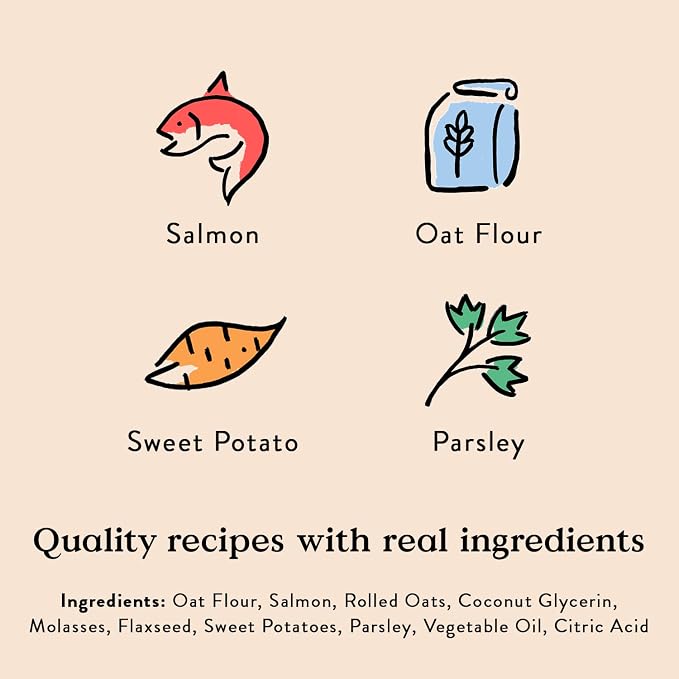 Bocce's Bakery Salmon Flavor Soft & Chewy Dog Treats, 6 oz | Oven Baked, Wheat-Free Everyday Dog Treat Cookies - Made with Real, Limited Ingredients and Baked in The USA