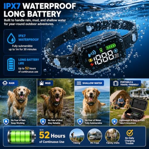 GPS Wireless Dog Fence System, Invisible Dogs Fence 49-6561 FT Range, IPX7 Waterproof Rechargeable Electric Dog Pet Containment Collar, Portable Adjustable Range for Renters Yard Outdoor