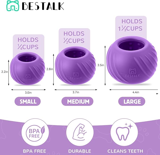 Long-Lasting Dog Lick Toy, Wobbly Dog Enrichment Lick Bowl to Keep Dogs Busy, Interactive Stuffable Dog Treat Feeder for Boredom, Silicone Treat Dispensing Chew Toy(Purple,S)