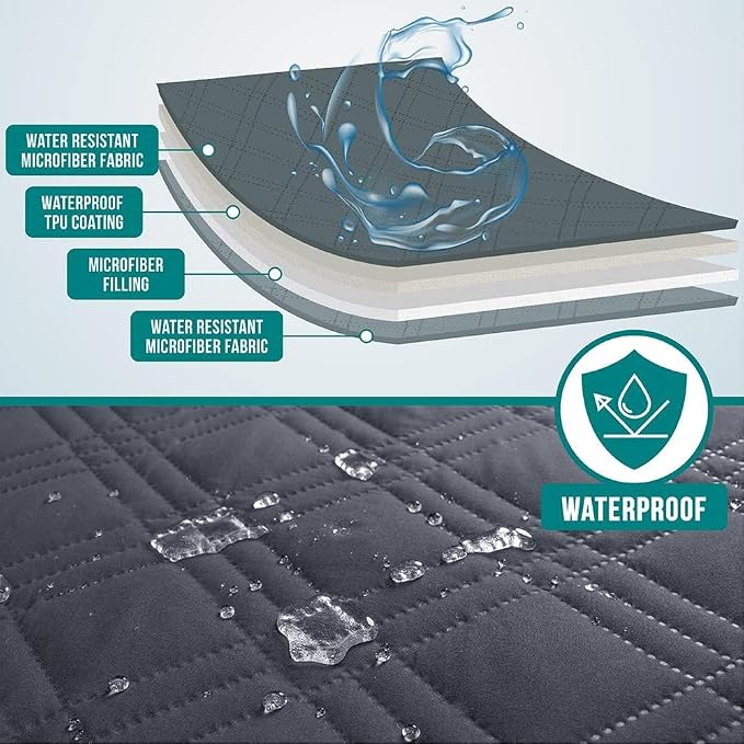 PetAmi Waterproof Couch Cover for Dog Non-Slip Bed Sofa Blanket, 30x70 Gray | Leakproof Furniture Protector for Pet Cat, Machine Washable Pee Proof Mat for Chair Car Seat, Durable & Anti Slip Backing