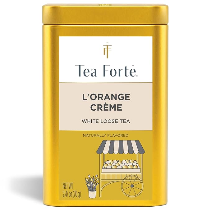 Tea Forte L'Orange Creme Premium Loose Leaf Caffeinated White Tea Blend Canister, Makes 35-50 Cups