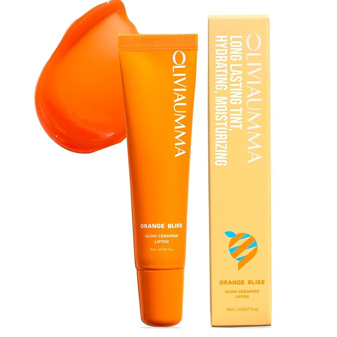 OLIVIAUMMA Orange Bliss Glow Ceramide Liptox – Moisturizing Korean Lip Gloss for Women to Hydrate and Glow with Shea Butter & Ceramides – Lipgloss for Dry, Chapped Lips – 15 ml