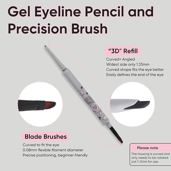 Waterproof Gel Eyeliner Pencil - Highly Pigmented, Smudge-proof, Longwearing and Ultra-Fine Tip for Precise Eye Makeup - Built-in Brush for Easy Application - Ideal for women(04 Light Brown)