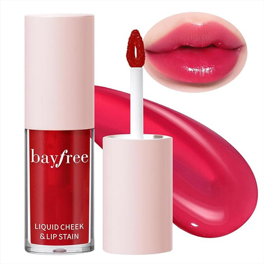 bayfree Liquid Cheek & Lip Stain, Korean Lip Tint with Moisturizing & Weightless, Non-Sticky, Long-Lasting, Kiss-proof, All Long-wearing, Vegan Makeup (Sheer Berry)