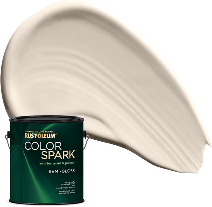 Rust-Oleum Color Spark Interior Paint and Primer in One, Semi-Gloss, Coconut, 1 Gallon