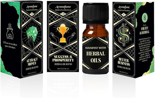 Attract Money, Success & Prosperity, Better Business Herbal Oil Diffuser Blends by Aromafume | 3 x 10ml/0.33 fl oz| Aromatherapy Oils for Manifestation & Mindfulness | Non-Toxic, Vegan, Cruelty-Free