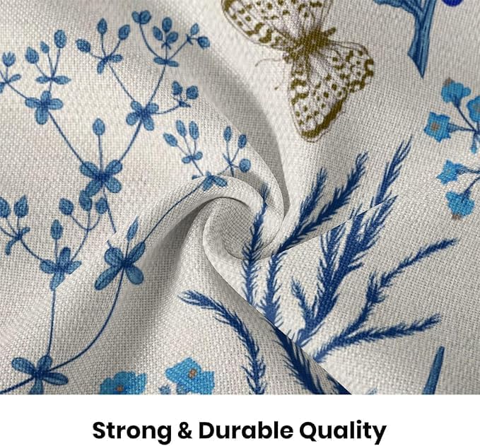 AEIOAE Summer Pillow Covers 22x22 Inch Set of 2,Blue Wild Flower Plant Throw Pillows Case,Seasonal Floral Outdoor Decorative Square Linen Farmhouse Decor Cushion Covers for Home Sofa Bed Couch