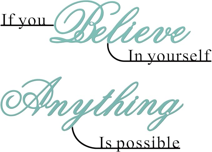 Resama If You Believe in Yourself,Anything is Possible Wall Art Decor 2 Pcs Metal Inspiration Encouragement Wall Art Sayings Black Inspirational Quotes Hanging Decoration(Colorful)