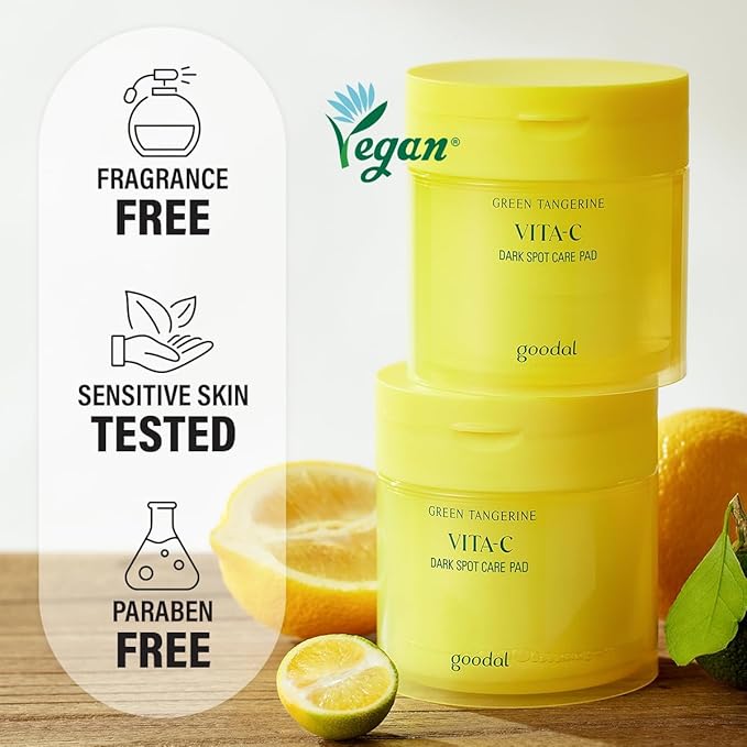 GOODAL Green Tangerine Vita C Toner Pads, Korean Skin Care, K-Beauty, Glass Skin, 70 Sheets