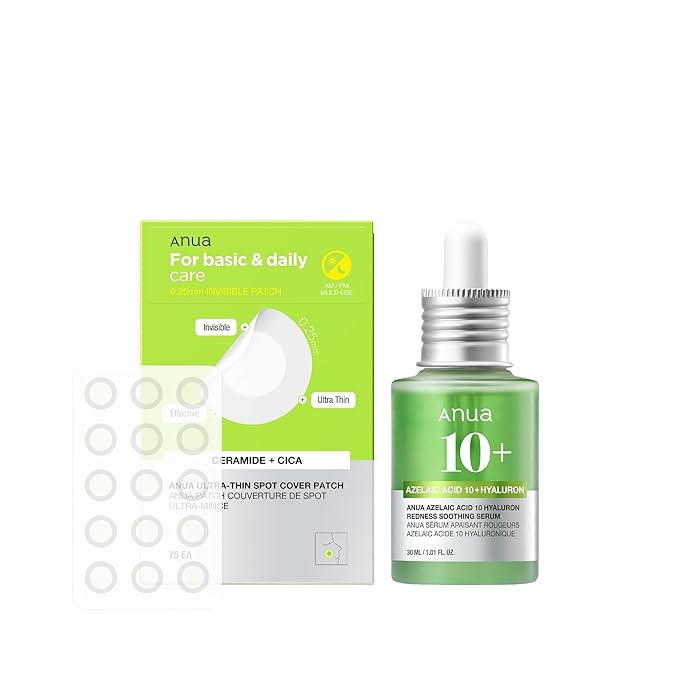 Anua Clear Skin Duo: Azelaic Acid Serum & Ultra-Thin Spot Cover Patch for Targeted Breakout