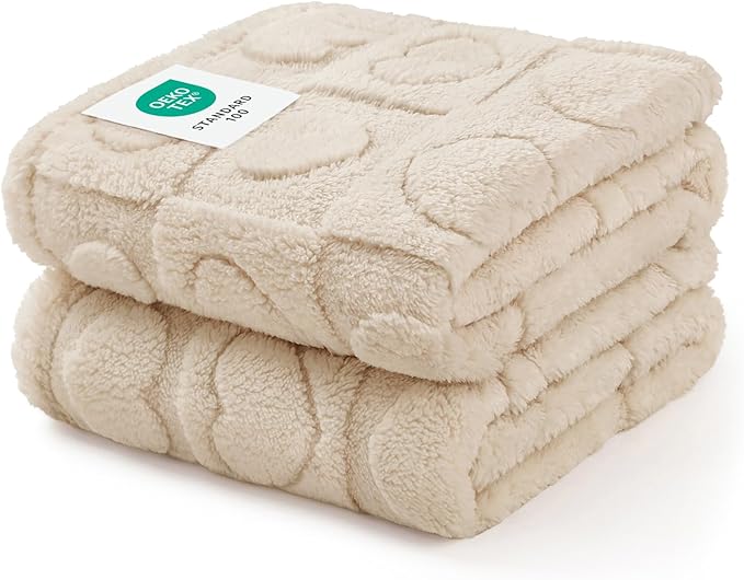 Luciphia 2 Pack Small Dog Blanket, Cozy Fleece Throw for Puppy Cat,41"x31" | Pink Blanket Washable for Medium/Large Dogs, Cute Cover on Bed Couch Crate Car, Puppy Essentials, Dog Gift,2PCs Beige