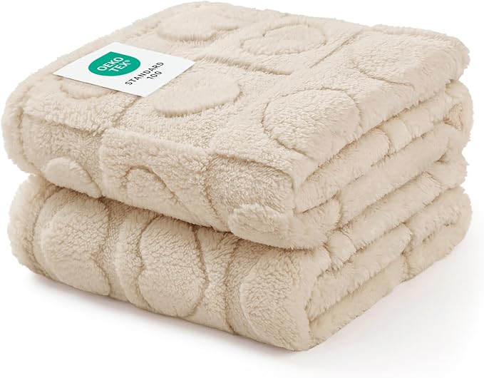 Luciphia 2 Pack Small Dog Blanket, Cozy Fleece Throw for Puppy Cat,57"x40" | Pink Blanket Washable for Medium/Large Dogs, Cute Cover on Bed Couch Crate Car, Puppy Essentials, Dog Gift,2PCs Beige