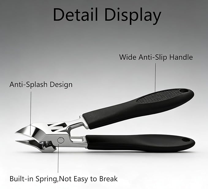 Wide Jaw Opening Anti-Splash Slanted Nail Clipper,2026 New Slanted Nail Clippers, Curved Toenail Clippers for Thick Toenails with Ergonomic Handle, Curved Toenail Clippers for Thick Nails
