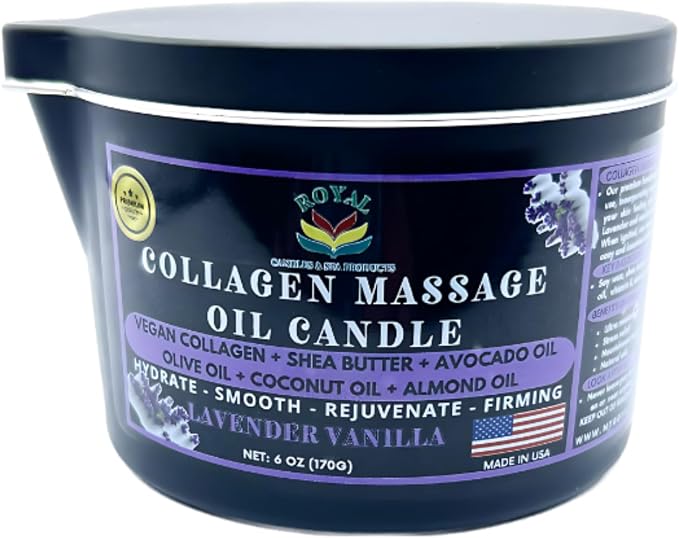 Massage Oil Candle, Body Massage Oil Candle, Candle Massage Oil, Aromatherapy Candle, Couple Massage Oil Candle, 6 oz. with Pouring spout - Lavender Vanilla Scent.