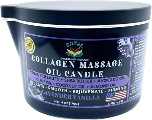 Massage Oil Candle, Body Massage Oil Candle, Candle Massage Oil, Aromatherapy Candle, Couple Massage Oil Candle, 6 oz. with Pouring spout - Lavender Vanilla Scent.