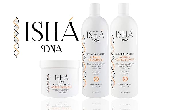 ISHA DNA Conditioner - Infused with Keratin and Garlic Extract For Damaged Thinning Hair - Stops Hair Loss and Promotes Growth - Deep Conditioning - Sulfate and Paraben Free-946ml