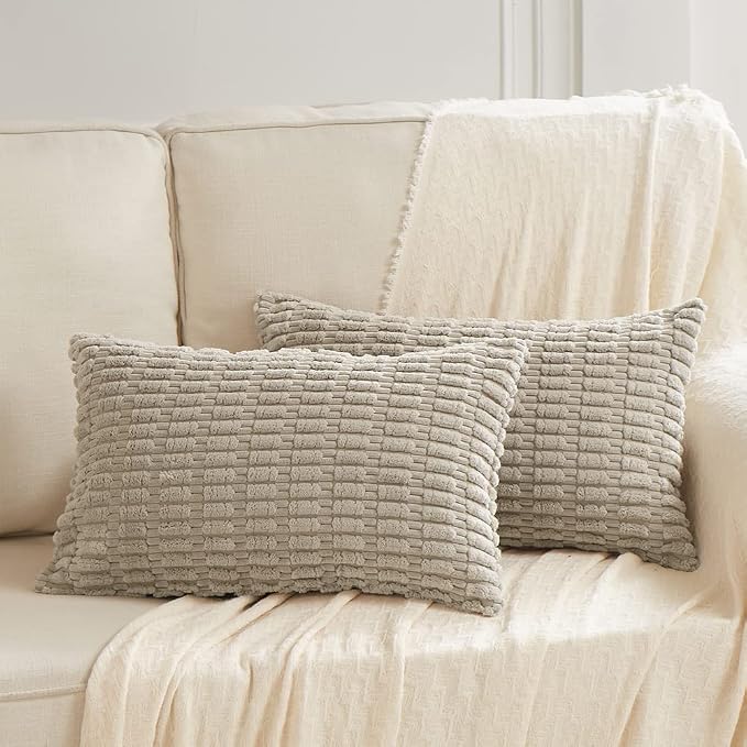 Fancy Homi 4 Packs Decorative Throw Pillow Covers for Living Room Couch Bed, Modern Farmhouse Boho Home Décor Accent Cushion Case, 24" x 12", Taupe