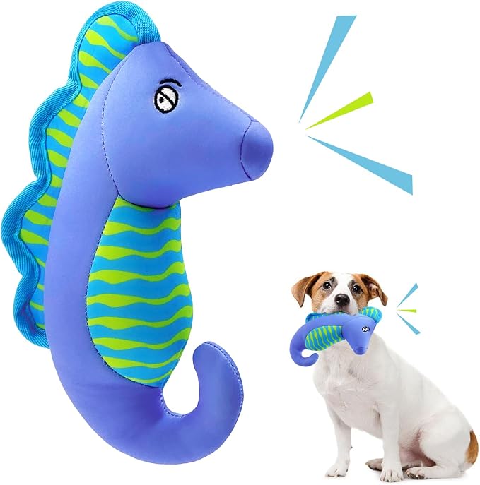 Squeaky Dog Toys, Floating Dog Toys for Indoor or Outward Play, Interactive Dog Gifts for Small and Medium Dogs – Seahorse