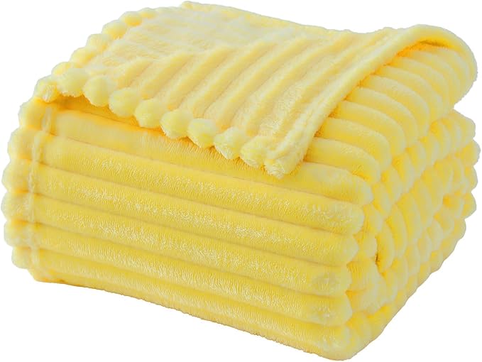 Banana Yellow Throw Blanket for Couch Sofa 60”x80” Striped Design