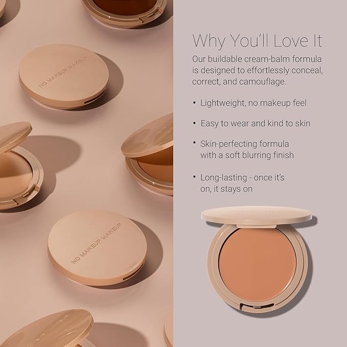 Foundation by No Makeup Makeup | Conceal & Correct with Long-Lasting, Buildable Formula & Lightweight Soft Finish | Cruelty-Free, Vegan, Fragrance-Free | Medium