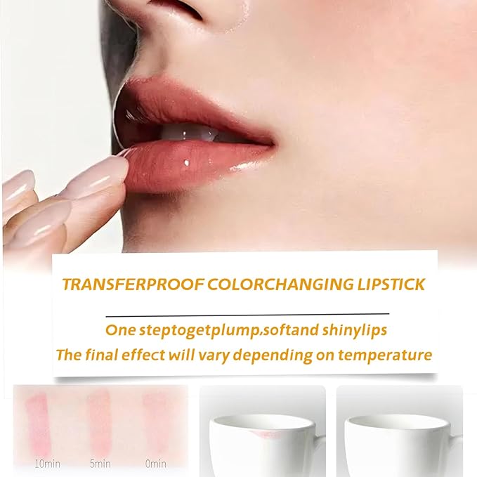 Color Changing Lipstick, Gold Crystal pH Color-Changing Lipstick – 24HR Transferproof & Moisturizing Lip Gloss,Long Lasting Moisturizing Tinted Lip Balm,Thanksgiving and Christmas gifts (golden, 2pcs)
