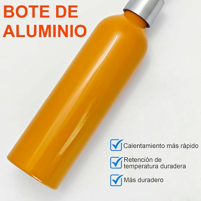 Elitzia Massage Oil Warmer Use Parts Pump Bottle 1 Pack 8.45oz/250ml Aluminium Pump Bottles for Solution Gel Lotion and Cream Use Suitable for ETAW02S ETAW03 ETLB01 ETLB02 ETOH843N ETOH843NB(Orange)