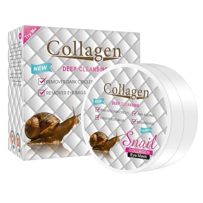 DISAAR Beauty Snail Collagen Eye Mask Patches – Deep Cleansing, Anti-Aging Under Eye Pads for Dark Circles, Puffiness & Wrinkles – Hydrating Gold Foil Eye Treatment, 60pcs (30 Pairs)