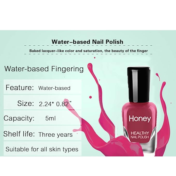 Non Toxic Nail Polish Set, Easy Peel Off and Fast Dry Nail Polish Set for Pack, Eco Friendly and Organic Water Based Nail Polish for Women,Teens(12 Bottles, 5ML)