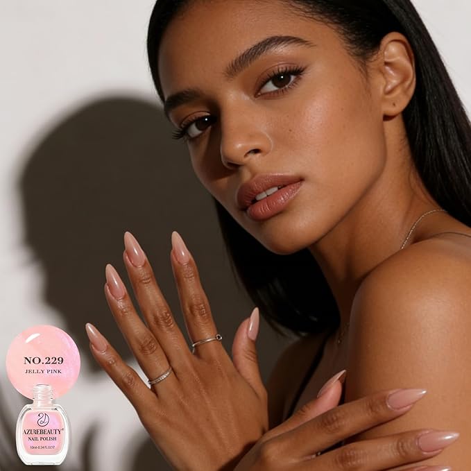 AZUREBEAUTY Nail Polish,Nude Pink Shimmer Quick Dry Complete Natural Super Lustrous,Professional for DIY Manicure and Pedicure at Home