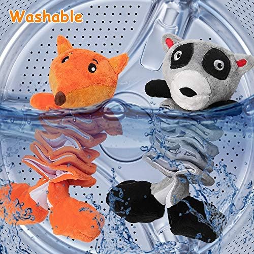 AWOOF Dog Squeaky Toys, No Stuffing Crinkle Plush Dog Toys