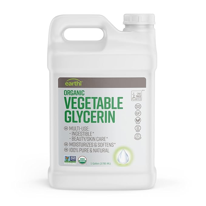 Organic Vegetable Glycerin Liquid - Made from Sustainably Source - 100% Vegan and Natural - Multipurpose, Ingestible, Skin and Healthcare - Vegetable Glycerine Food Grade Organic (1 Gallon)