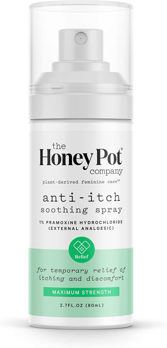 The Honey Pot Company - Feminine Anti-Itch Spray - at Home or On The Go Medicated to Relieve Itch and Irritation. Maximum Strength - 2.71 fl. Oz.