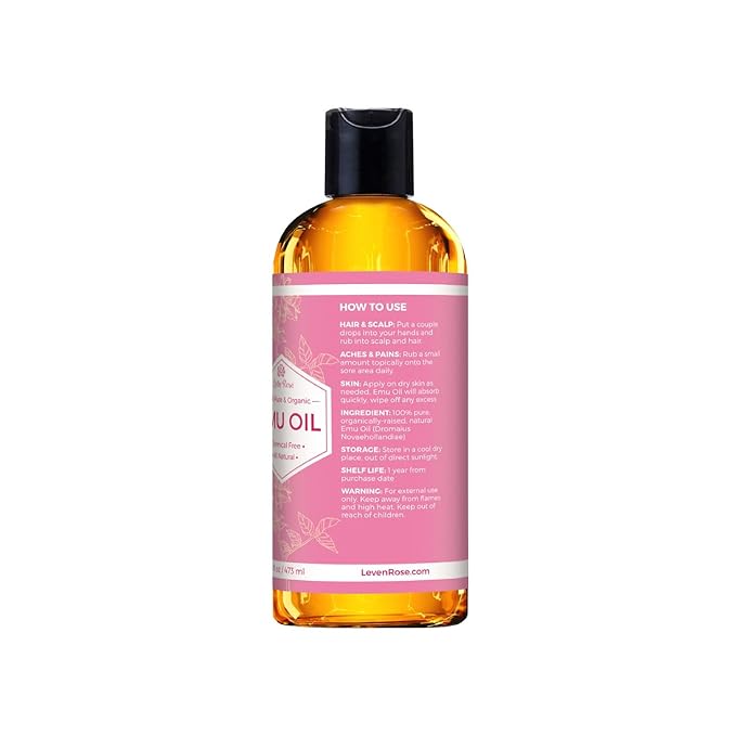 Leven Rose Emu Oil 100% Pure Natural Scar Minimizer Anti Aging Skin Moisturizer 16 oz