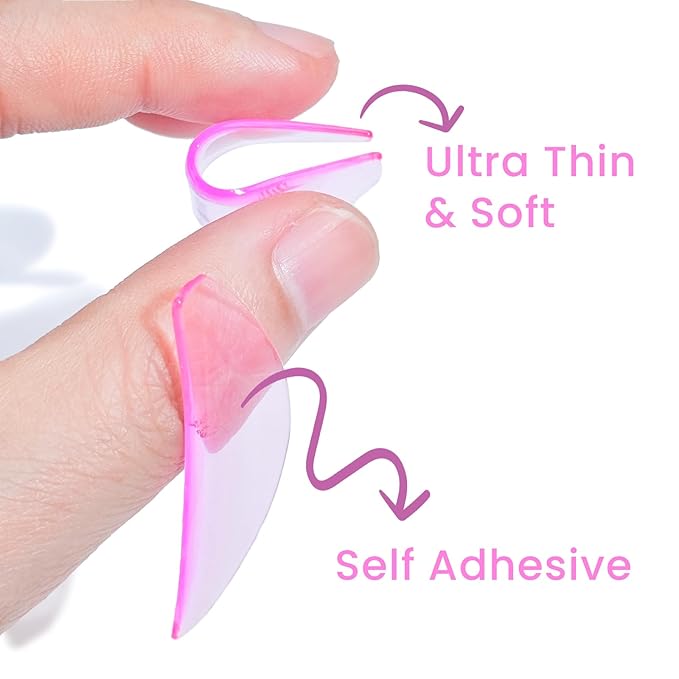 Libeauty 1mm Ultra Thin Flat Lash Lift Shields, Korean Lash Lift Pads for Step 1 Softening Only, Self Adhesive Glueless Silicone Lash Rods with Storage Case, Professional & DIY Supplies, Pink