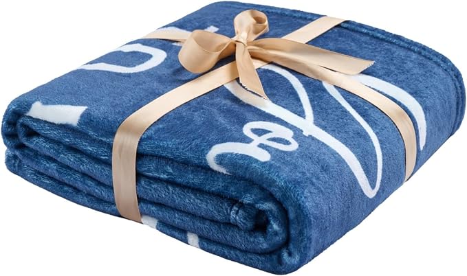 Thinking of You Gifts for Women Men – Get Well Blanket 50x60 Inch, Navy Flannel Comfort Blanket, Sympathy Throw for After Surgery, Chemo, Illness, Recovery