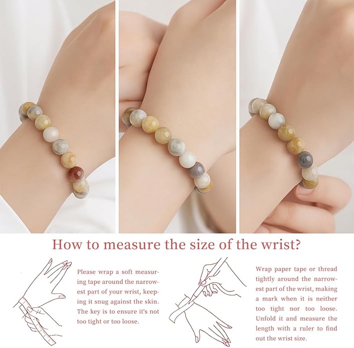 8mm Natural Gemstone Beaded Bracelet for Women, Dainty Round Crystal Stretch Bracelets, Spiritual Healing & Calming Stone Jewelry Gift