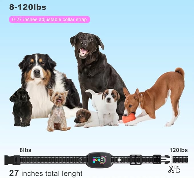 Dog Bark Collar for Large Medium Small Dogs, Rechargeable Smart Bark Collar, Anti Barking Training Collar with 8 Adjustable Sensitivity Beep Vibration (Black)