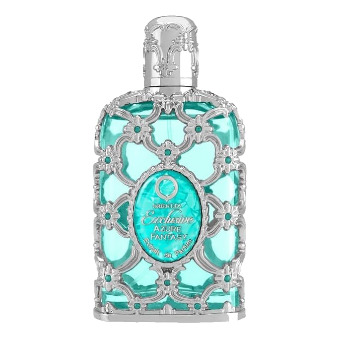 Orientica Azure Fantasy 2-Pc Gift Set Extrait de Parfum – Fresh, Citrus, Bergamot, Ginger, Nutmeg, Geranium, Lily, Jasmine, Ambergris, Musk - Arabic Perfume for Men & Women – 1.0oz/30ml + 0.25oz/7.5ml
