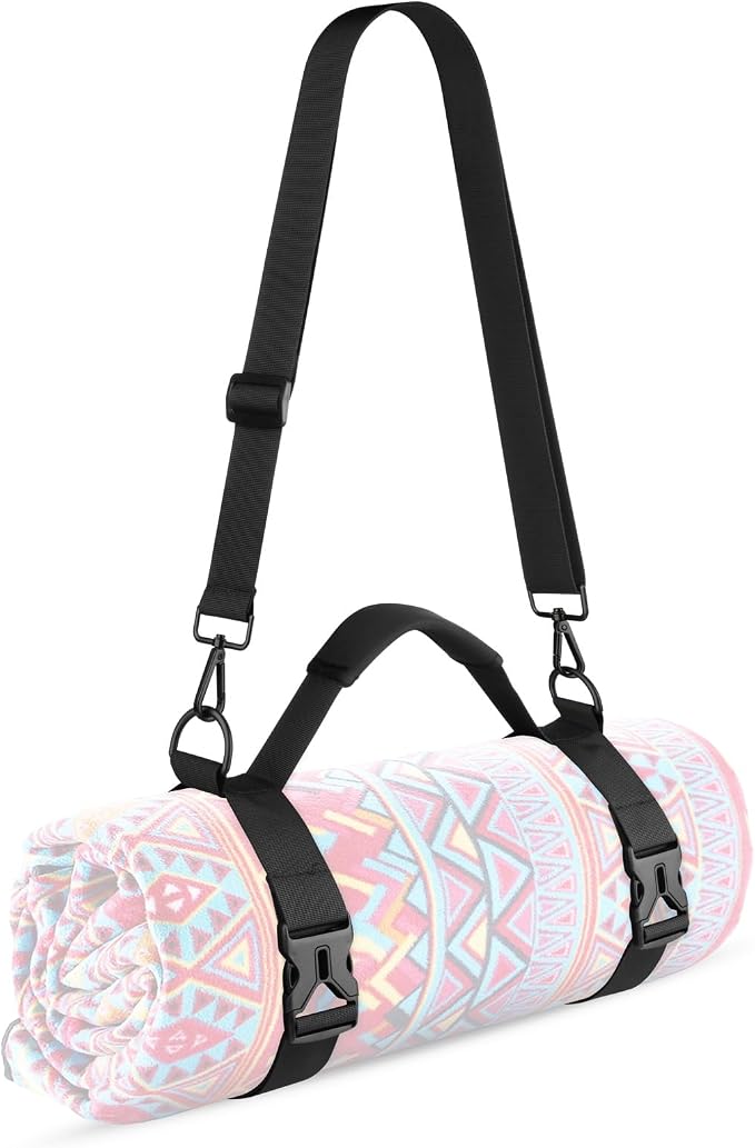 Cosmos Portable Yoga Mat Strap Mat Sling Picnic Blanket Strap with Adjustable Shoulder Strap & Handle for Festivals Picnics Camping Motorcycle Bedroll Pilates