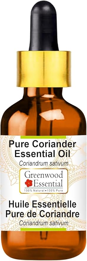Greenwood Essential Pure Coriander Essential Oil (Coriandrum sativum) with Glass Dropper 50ml (1.69 oz)