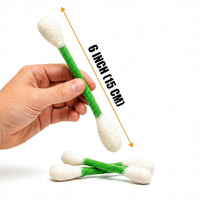 Glaciart One Swabs Cat Toys with Catnip - 6 Pk | Durable for Chew, Cute Cat Toys Interactive Kitty for Boredom, Exercise, & Play | Filled w/Organic Catnip for Anxiety & as Digestive Aid | Gift Idea