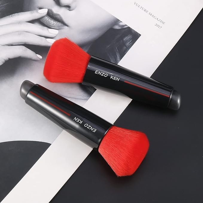 Kabuki Powder Foundation Brush, Powder Contour and Bronzer Brush, Portable Travel Kabuki Foundation Brushes, Foundation Brush for Liquid Blush, Angled Concealer Brush, Cream Blending Brush